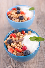 cereal ,fruit and yogurt