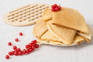 Red currant and pancakes