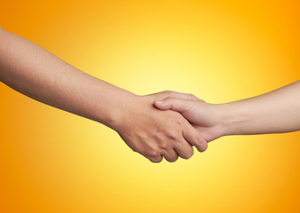 Shaking hands of male and female