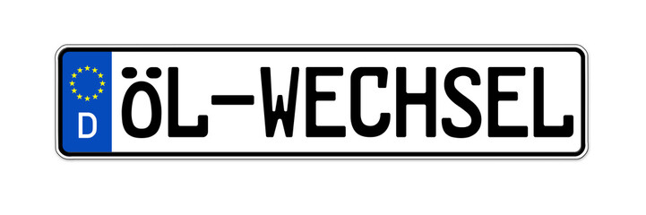 Kennzeichen mit Öl-Wechsel