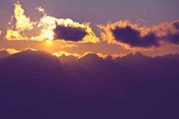 Mountains on sunset