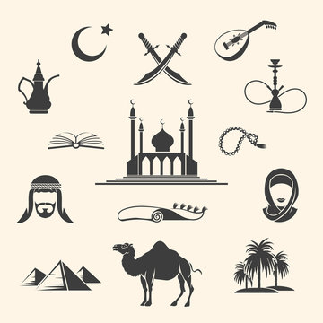 Arabian icons set