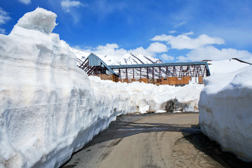 Snowdrift at the Leh - Manali Highway in Indian Himalayas