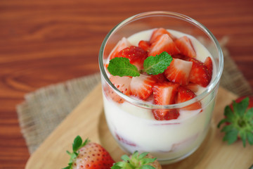 Yogurt with fresh strawberry