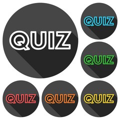 Quiz icons set with long shadow
