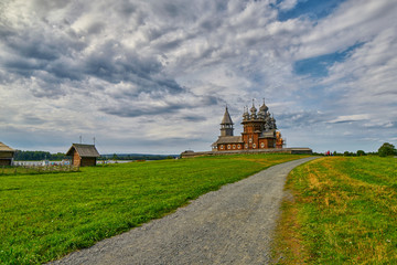 Abstract Landscape view with Russian Orthodox Church