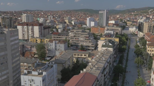 aerial view of Pristina main city square
