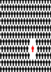Man in crowd, concept illustration