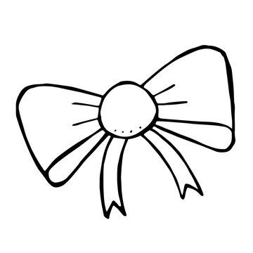 doodle bow isolated, vector hand drawn fashion element