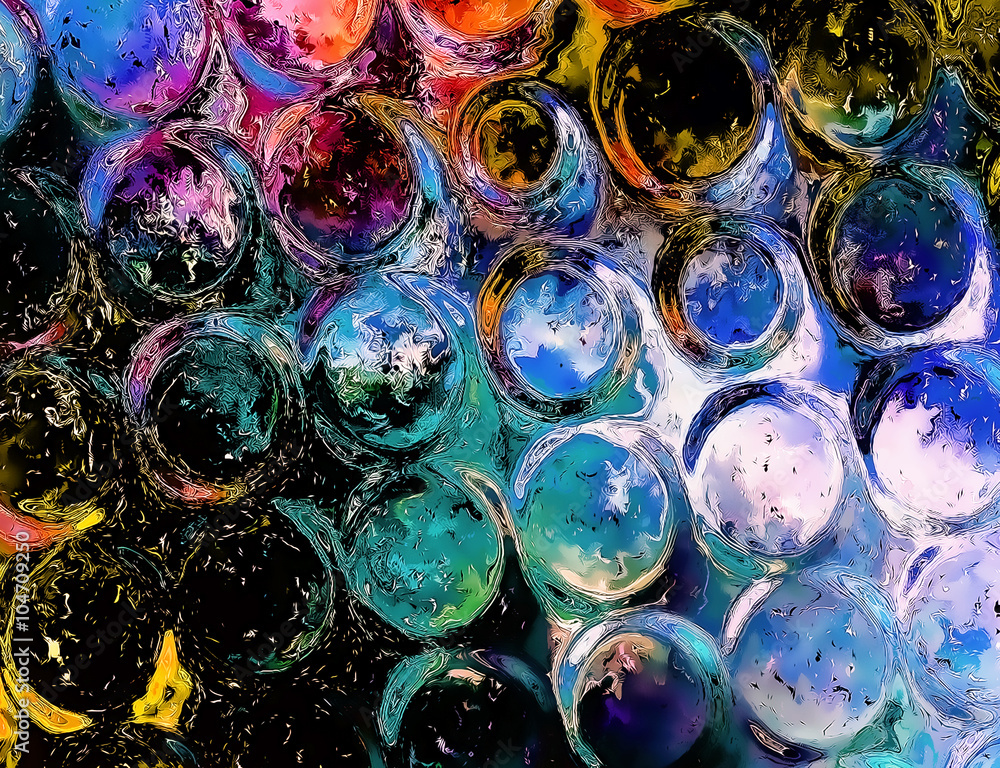 Poster color abstract background and glass effect, and light circle structure.