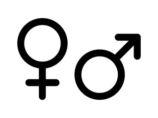 Men and women pictograms. Mars, Venus icons isolated on white