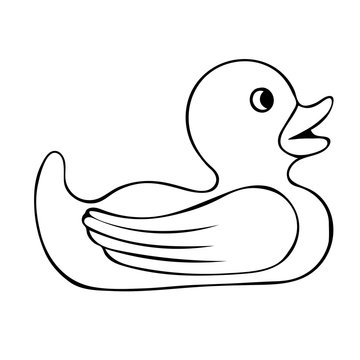 Doodle rubber duck icon. Vector hand drawn illustration symbol