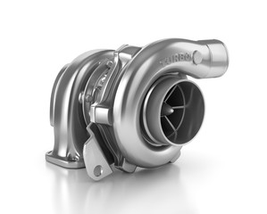 Steel turbocharger isolated on white background High resolution