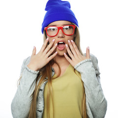 Young cute smiling  hipster girl 