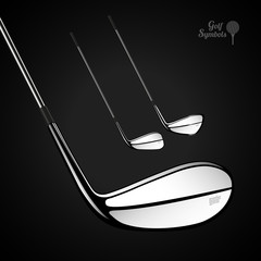 Golf sticks on the dark background as vector design elements