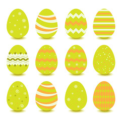 Easter eggs vector icons flat style set  on white background