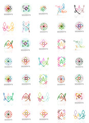 Set of vector linear logotypes, geometric abstract symbols, elegant icons