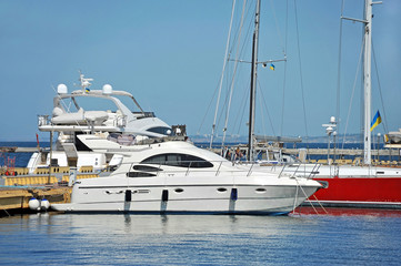 Fototapeta premium Motor yacht in jetty