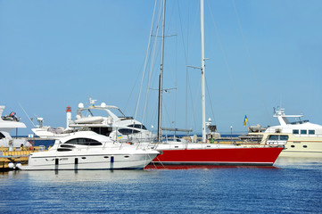 Fototapeta premium Motor yacht in jetty