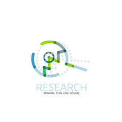 Vector thin line design logo magnifying glass, search and find or zoom logotype concept. Linear minimalistic business icon