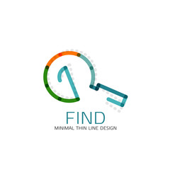 Vector thin line design logo magnifying glass, search and find or zoom logotype concept. Linear minimalistic business icon