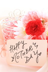 Hand written Mother's day card and artificial flower