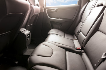 Car interior black leather