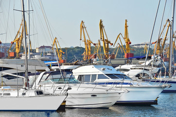 Fototapeta premium Motor yacht in jetty