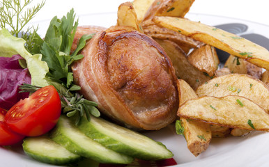 fried steak with potato