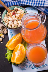 healthy breakfast with juice