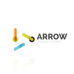 Linear arrow abstract logo, connected multicolored segments of lines in directional pointer figure