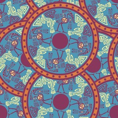 Seamless aztec pattern with herons. Vector illustration
