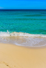 Fototapeta na wymiar Idyllic view sandy beach with turquoise water