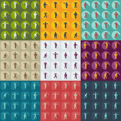 assembly of people silhouettes stick figure