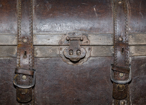 old leather suitcase, fragment