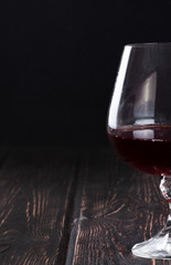 wine glass on wood
