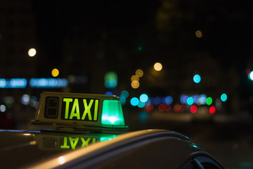 Palma of Majorca taxi illuminated letters sign at night