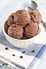 Chocolate ice cream and chocolate chips.