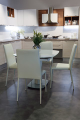 White kitchen and dining room