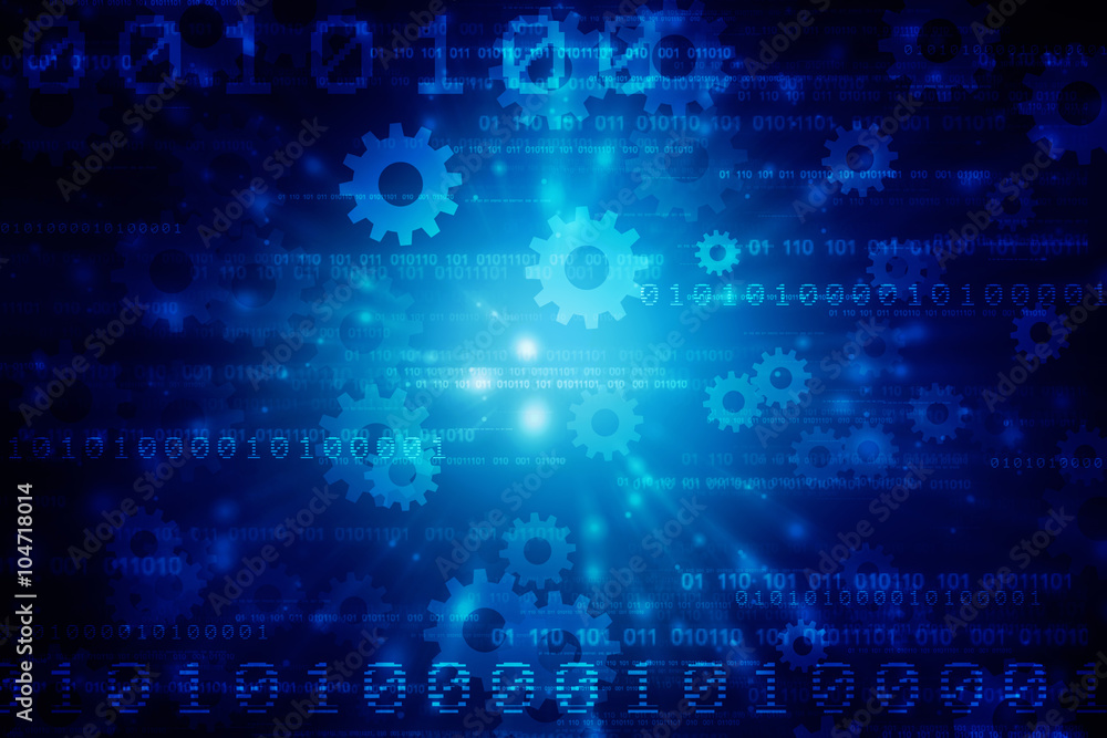 Poster 2d illustration abstract digital binary data on computer screen