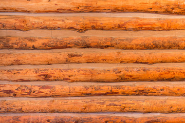 Wooden log wall texture.