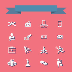 Collection set of flat icons business theme
