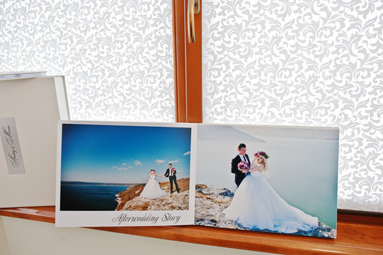 Pages with photo of wedding book and album