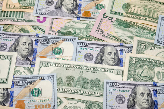 several dollar bills