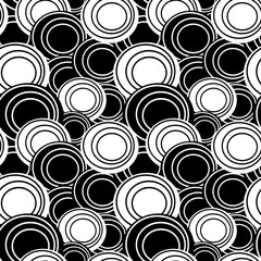 black and white seamless vector pattern background illustration with circles