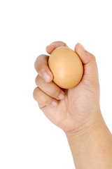 Egg in hand isolated