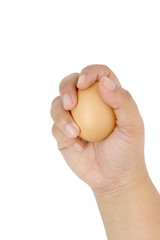 Egg in hand isolated