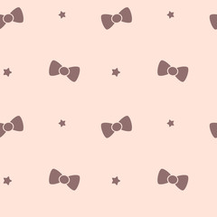 Fototapeta premium cute cartoon bow ribbon and stars on pink background seamless vector pattern illustration
