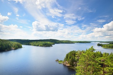 Landscape of Saimaa lake from above, Finland