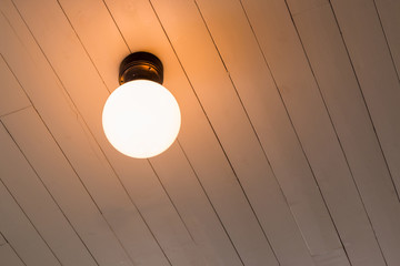 lamp light on the ceiling room.